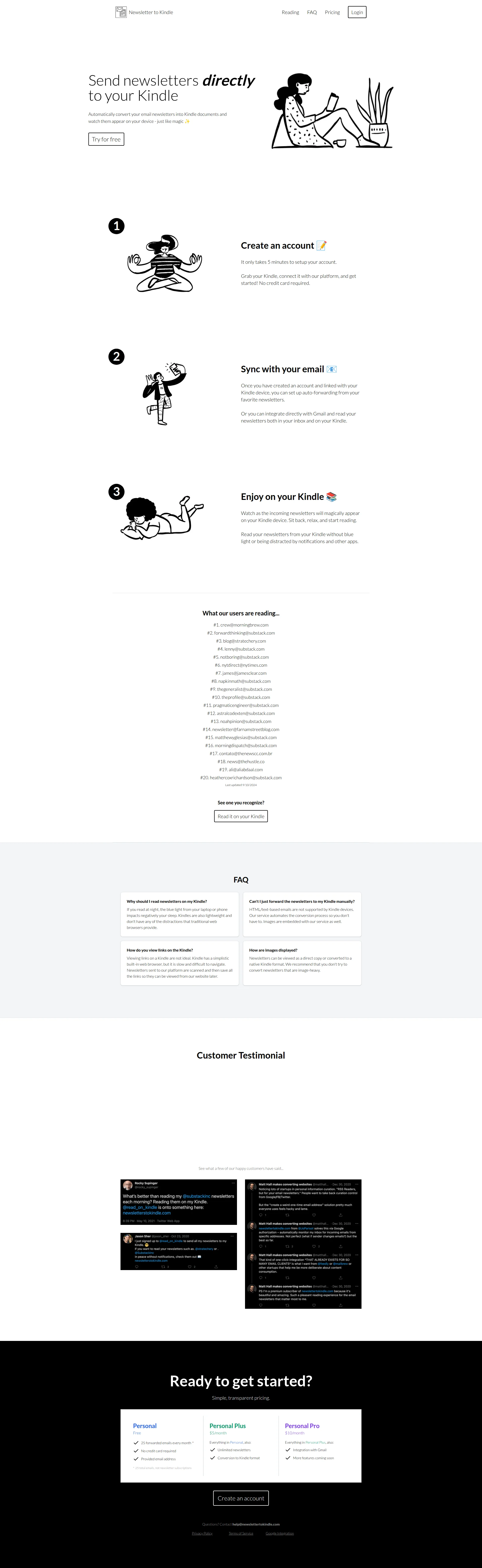 Newsletters to Kindle